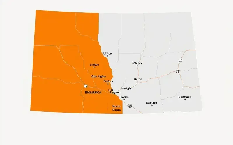 Service area map showing North Dakota coverage