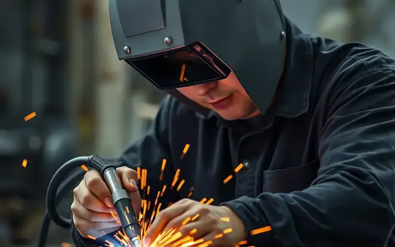 Professional welder working